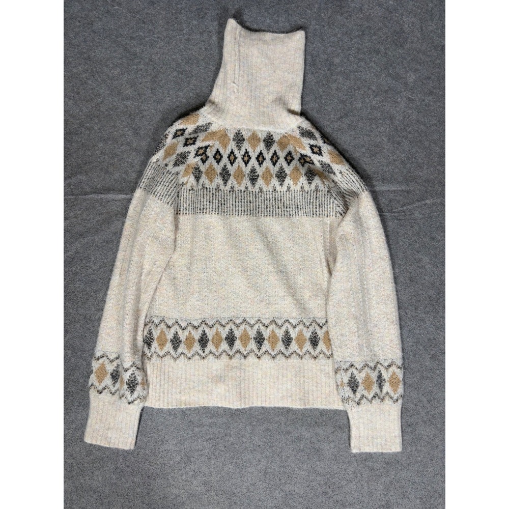 Artelier Nicole Miller Womens Cream Fair Isle Diamond Turtleneck Sweater Size‎ M - Picture 8 of 8
